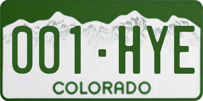 CO license plate 001HYE