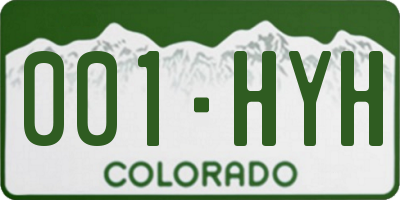 CO license plate 001HYH