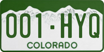 CO license plate 001HYQ