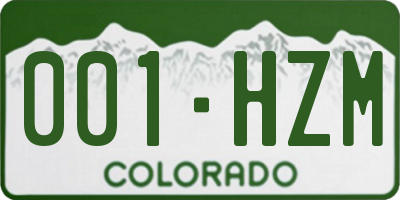 CO license plate 001HZM
