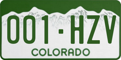 CO license plate 001HZV