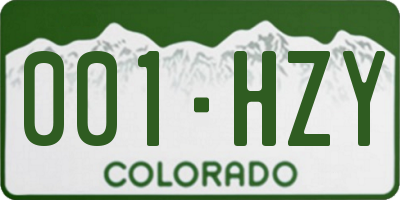 CO license plate 001HZY
