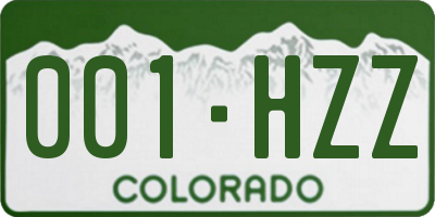 CO license plate 001HZZ