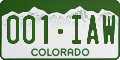 CO license plate 001IAW