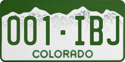 CO license plate 001IBJ