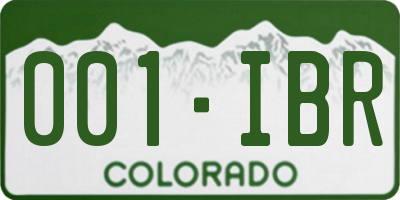 CO license plate 001IBR