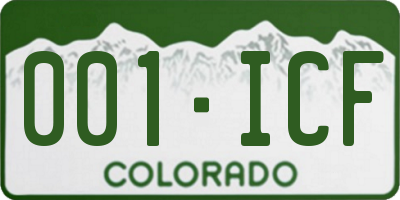 CO license plate 001ICF