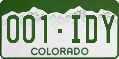 CO license plate 001IDY