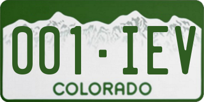 CO license plate 001IEV