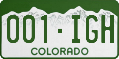 CO license plate 001IGH