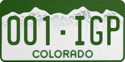 CO license plate 001IGP