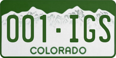 CO license plate 001IGS