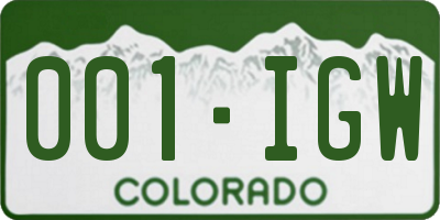 CO license plate 001IGW