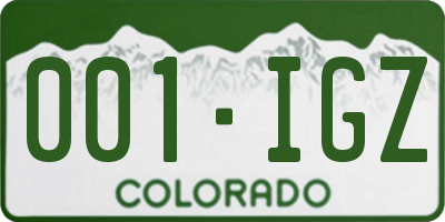 CO license plate 001IGZ
