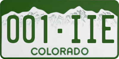 CO license plate 001IIE