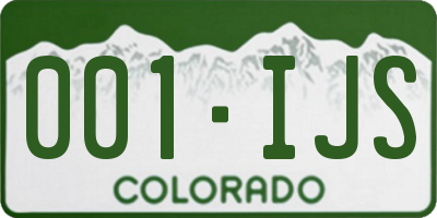 CO license plate 001IJS