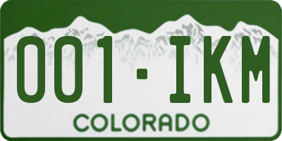 CO license plate 001IKM
