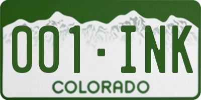 CO license plate 001INK