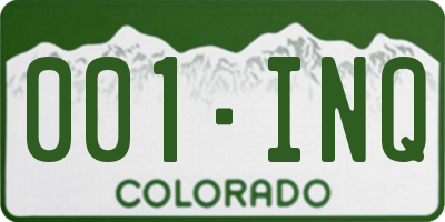 CO license plate 001INQ