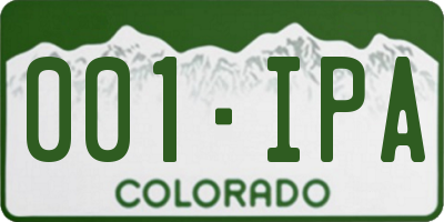CO license plate 001IPA