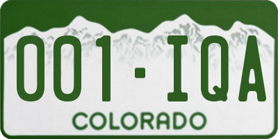 CO license plate 001IQA