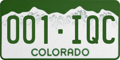 CO license plate 001IQC