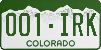 CO license plate 001IRK