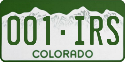 CO license plate 001IRS
