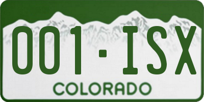 CO license plate 001ISX