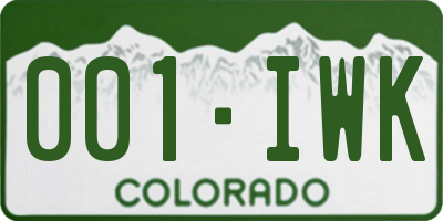 CO license plate 001IWK
