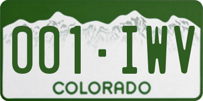 CO license plate 001IWV