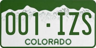 CO license plate 001IZS