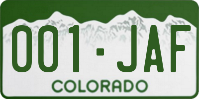 CO license plate 001JAF