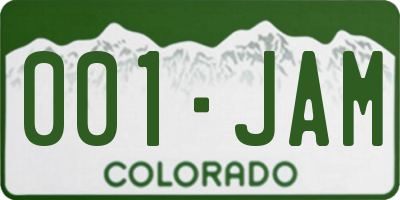CO license plate 001JAM
