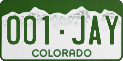 CO license plate 001JAY