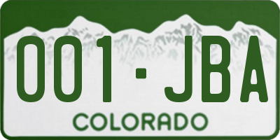 CO license plate 001JBA