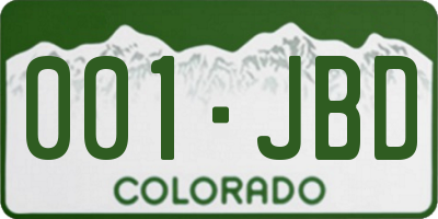 CO license plate 001JBD