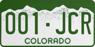 CO license plate 001JCR