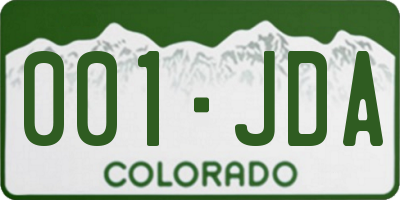 CO license plate 001JDA