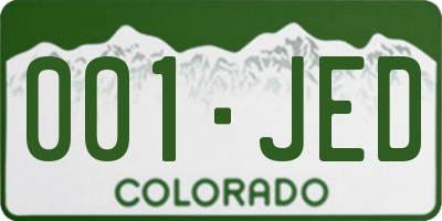 CO license plate 001JED
