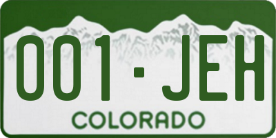 CO license plate 001JEH
