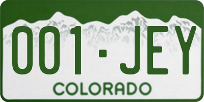 CO license plate 001JEY