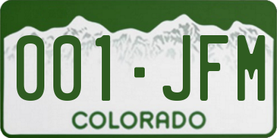 CO license plate 001JFM