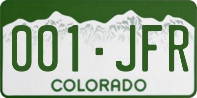 CO license plate 001JFR