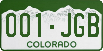 CO license plate 001JGB