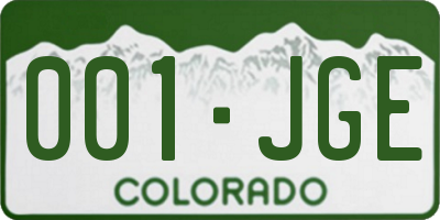 CO license plate 001JGE