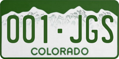 CO license plate 001JGS