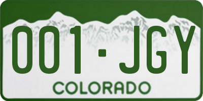 CO license plate 001JGY