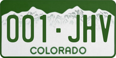 CO license plate 001JHV