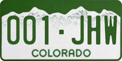 CO license plate 001JHW